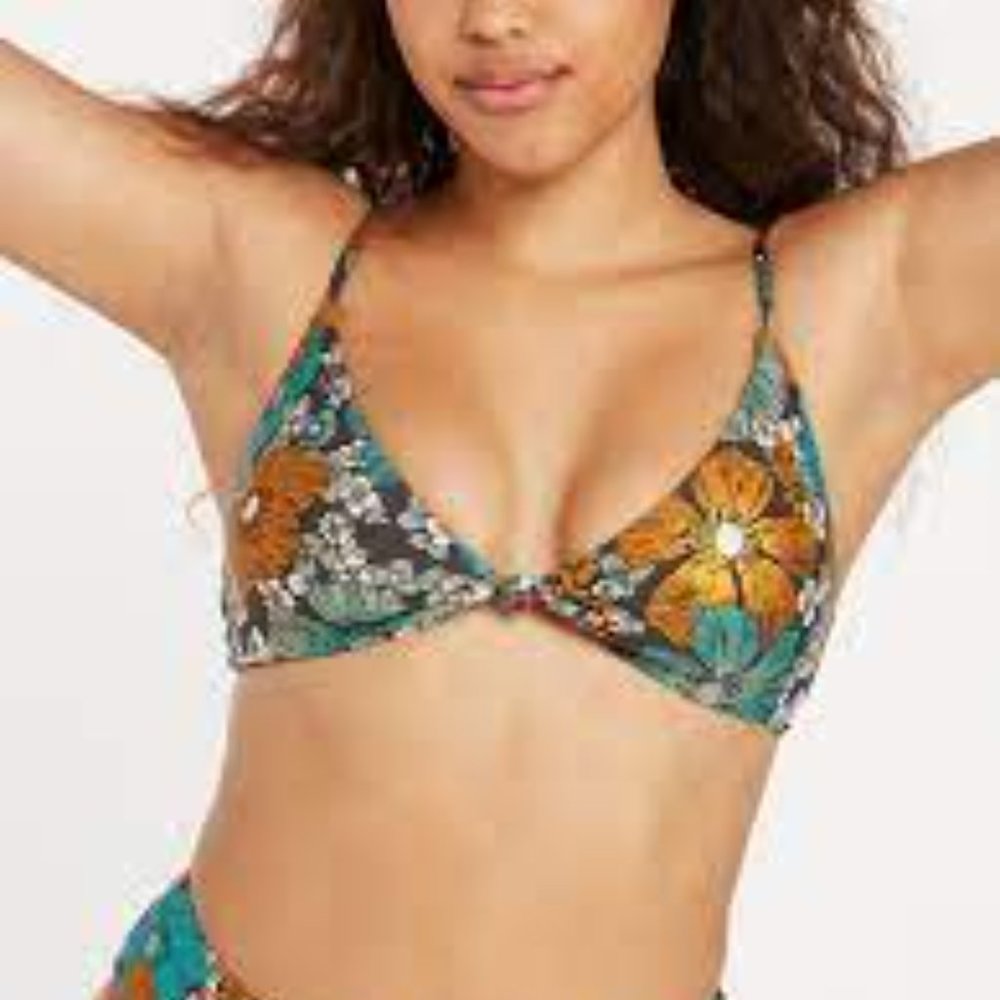 Volcom Nothing Bud Love V Neck Bikini Top NWT